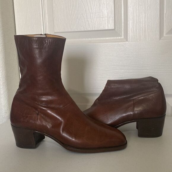 DI FABRIZIO (Rare) Men’s Genuine Leather Custom Handmade Brown Boots Size 8.5